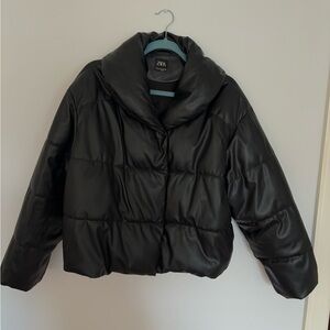 Zara leather puffer